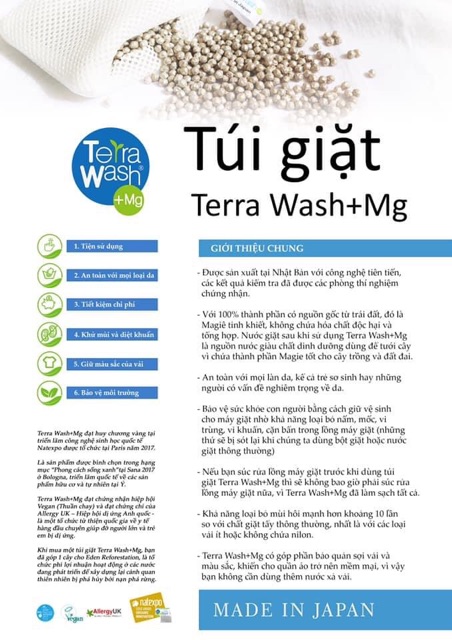 TÚI GIẶT TERRA WASH + Mg - NHẬP KHẨU CHÍNH HÃNG TỪ NHẬT BẢN