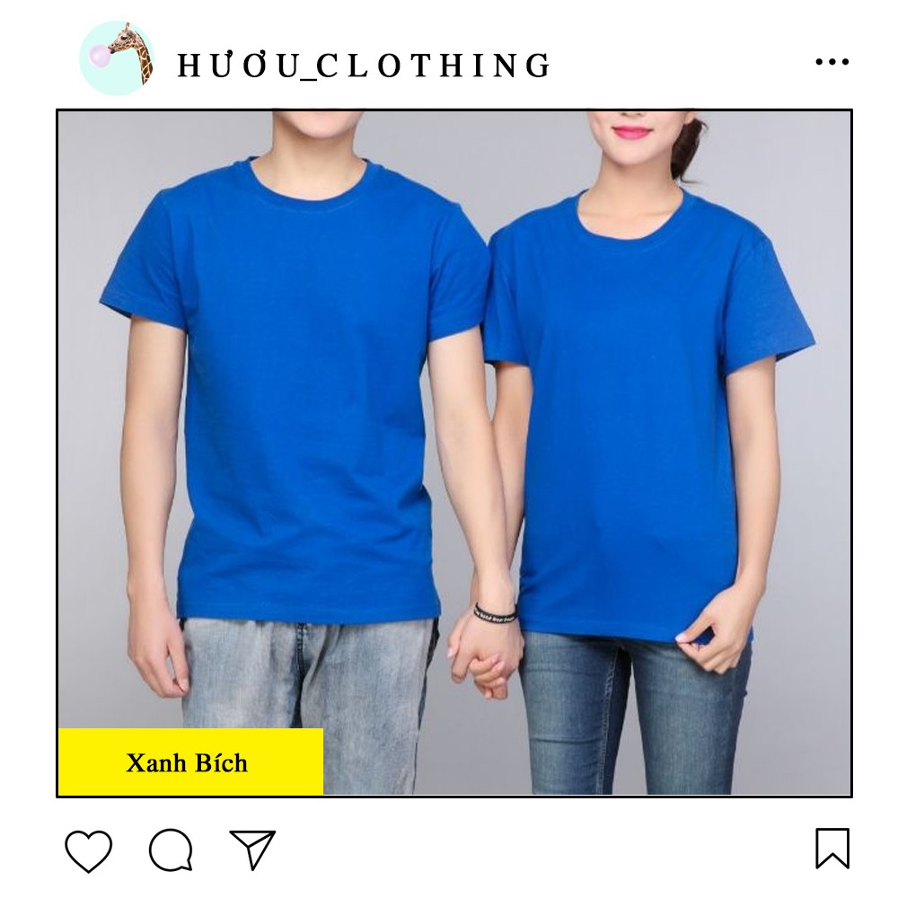 Áo thun trơn cổ tròn unisex thời trang màu xanh dương