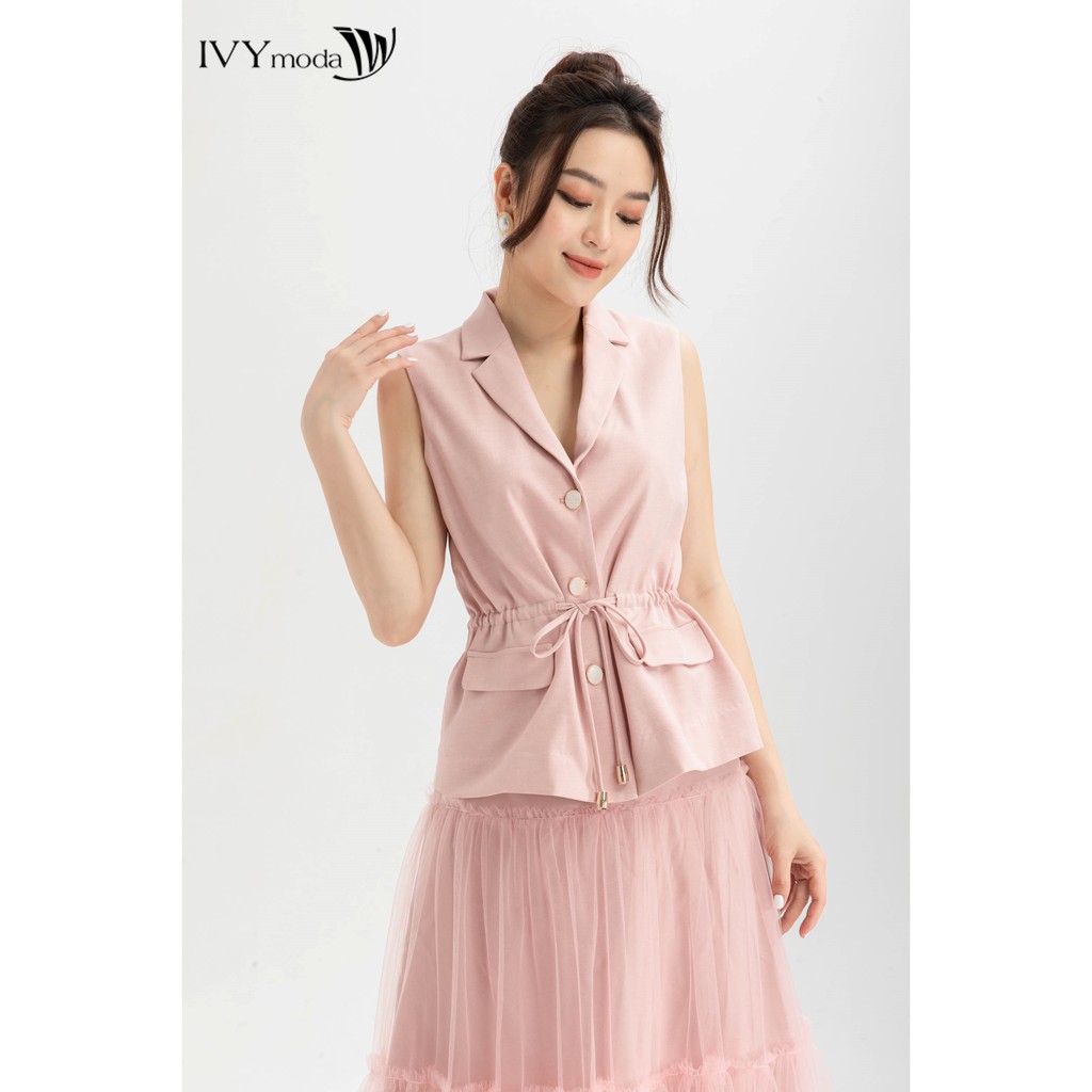 [NHẬP WABRTL5 GIẢM 10% TỐI ĐA 50K ĐH 250K ]Áo công sở gile eo rút dây nữ IVY moda MS 60M6336