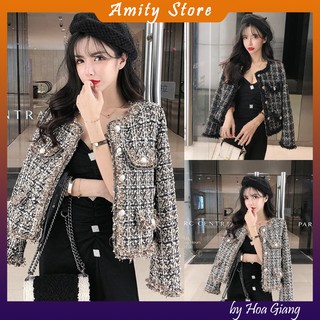 [Áo dạ tweed nữ] Áo khoác dạ ngắn, khoác dạ tweed hàng quảng châu