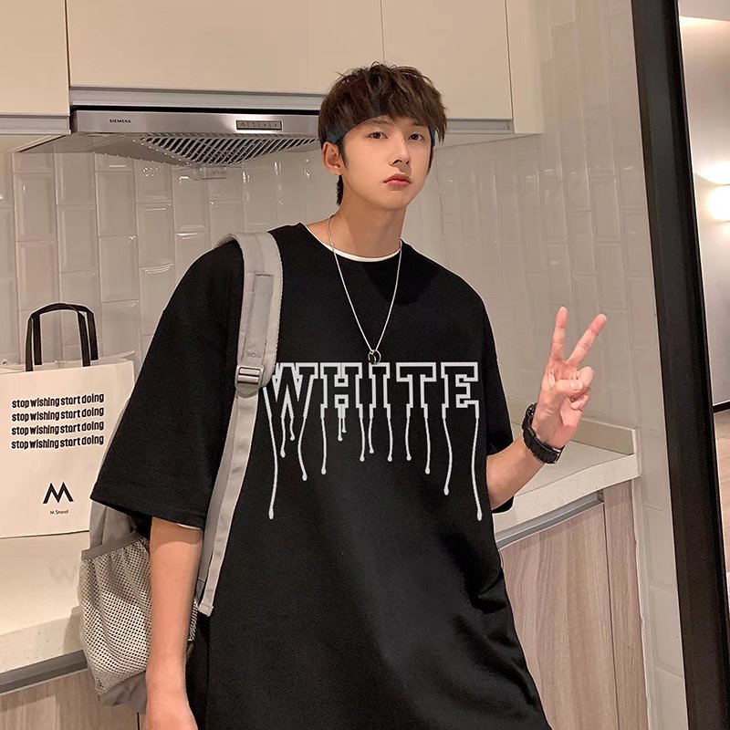 Áo Thun Tay Ngắn Dáng Rộng In Chữ Phong Cách Hip Hop Đường Phố Hàn Quốc Thời Trang Mùa Hè Cho Nam Và Nữ M-8XL