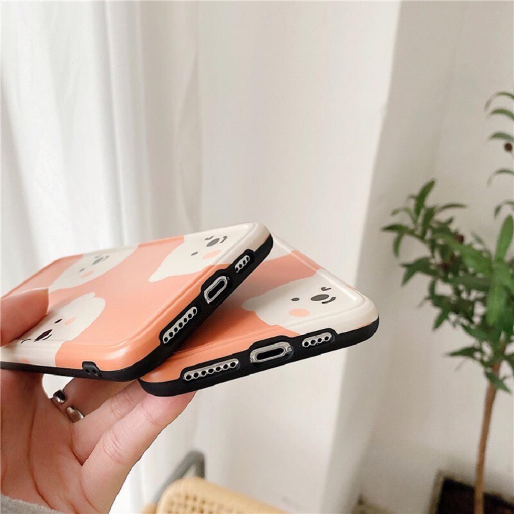 Ốp Lưng Iphone Cao Cấp Full Viền GẤU TRẮNG MÀU CAM  Dành Cho Tất Cả Dòng Iphone từ 6 đến 11promax | BigBuy360 - bigbuy360.vn