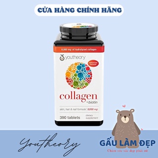 Viên uống Youtheory Collagen + Biotin 390 viên của Mỹ