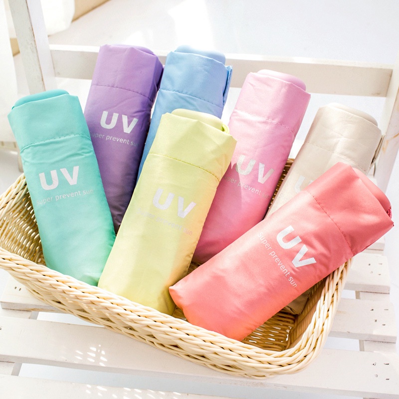 Dù Gấp Mini Siêu Nhẹ Chống Tia uv / Thấm Nước Tiện Dụng Mang Theo Du Lịch