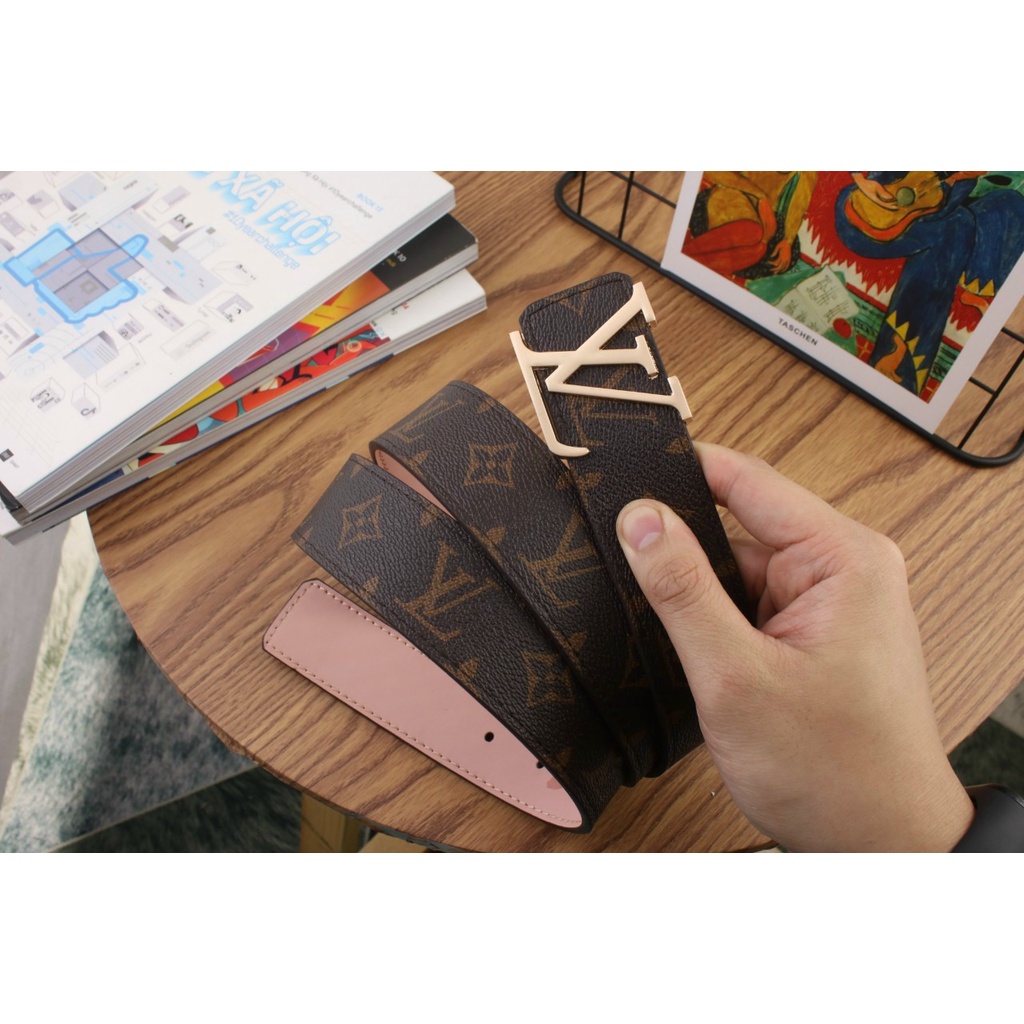 Thắt Lưng Nam LV, Dây Nịt Nam Hoa LV Mặt Vàng Ánh Kim Koowy Store
