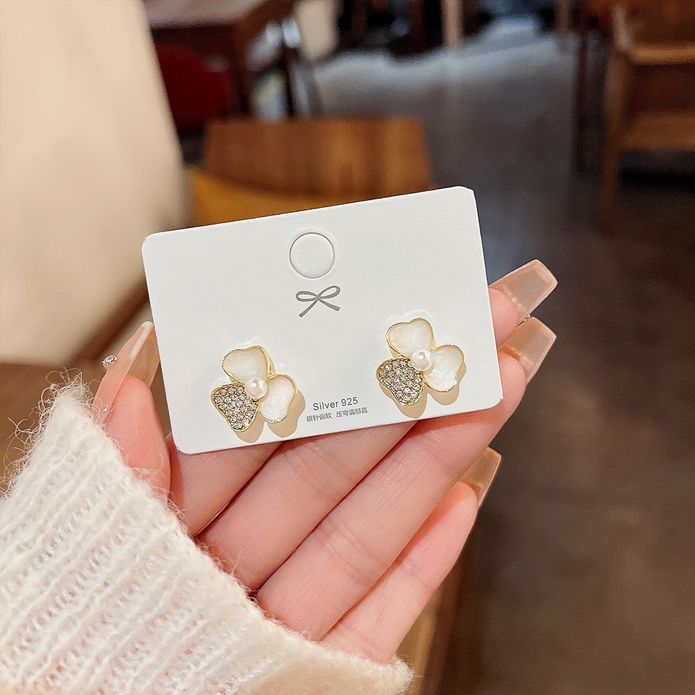 XiaoboACC Hoa Tai Kim Bạc 925 Hình Hoa Đính Ngọc Trai Thời Trang Cho Nữ