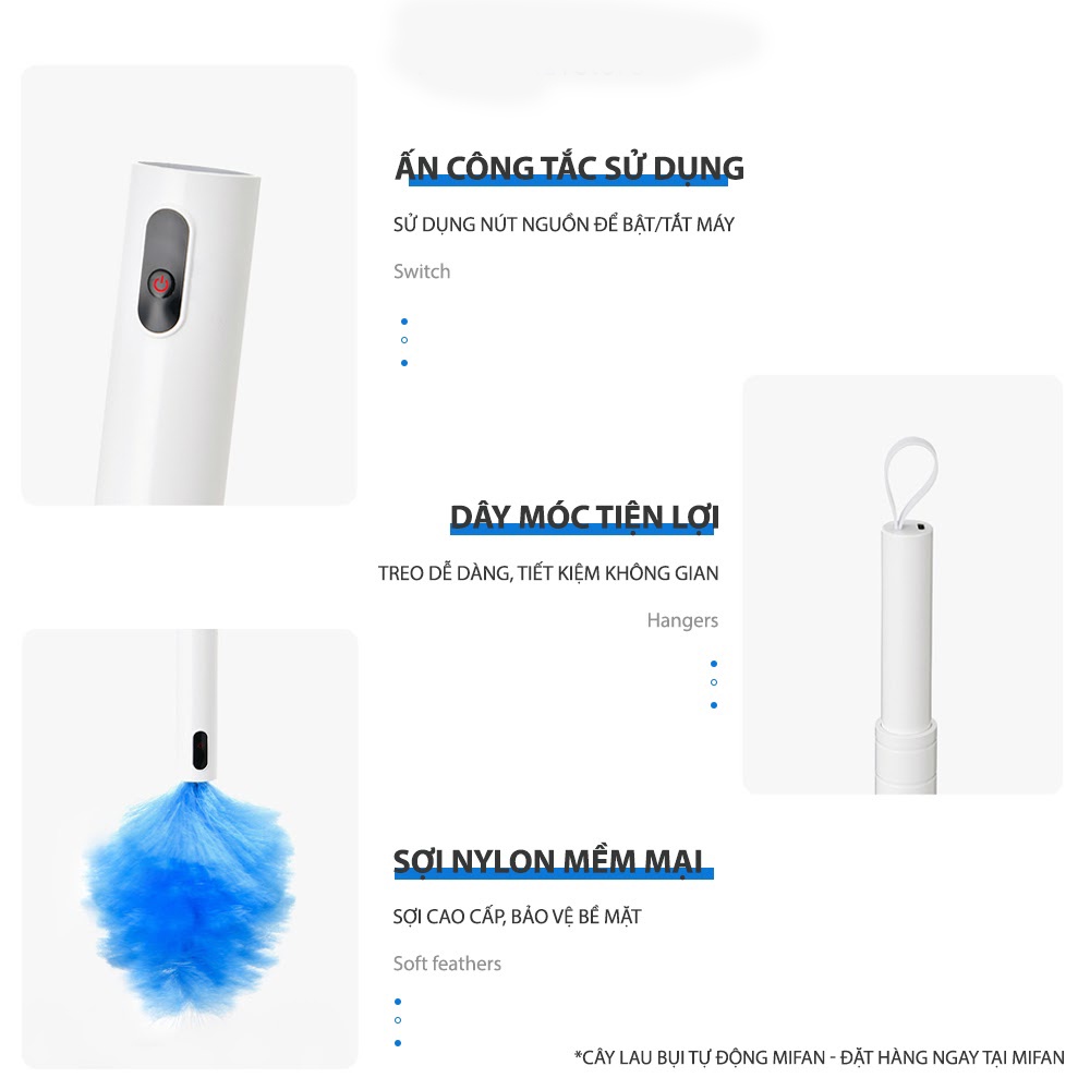 Bàn chải đánh bụi bằng lông quay bằng điện 360 ° Dụng cụ làm sạch gia đình có thể điều chỉnh