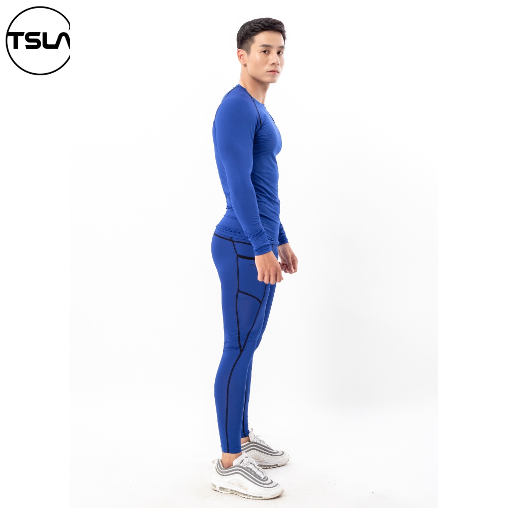 Quần legging  thể thao combat bó cơ nam TSLA có túi bản lưng to body co giãn tập gym chạy bơi lội quần lót