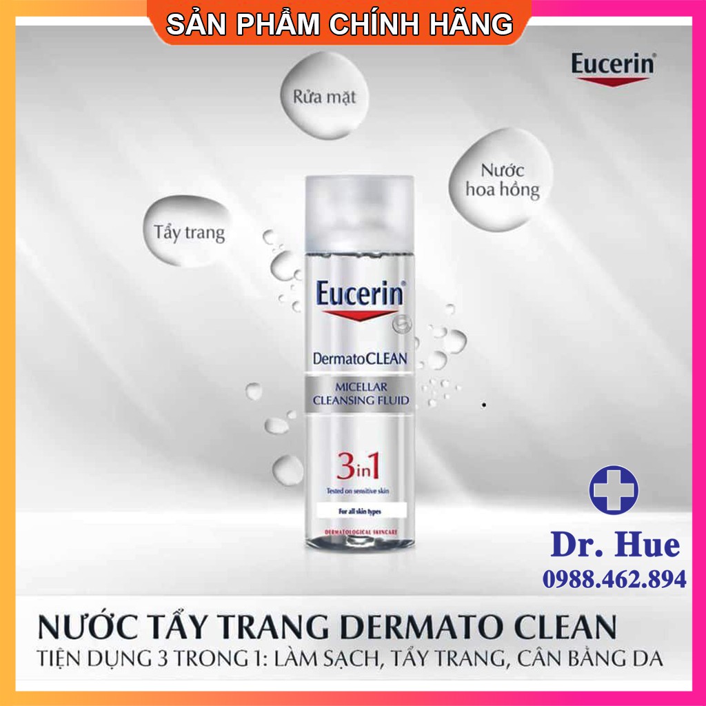 [CHÍNH HÃNG] Nước Tẩy Trang 3 In 1 Eucerin DermatoClean Micellar Cleansing Fluid - Tẩy Trang Eucerin Cho Da