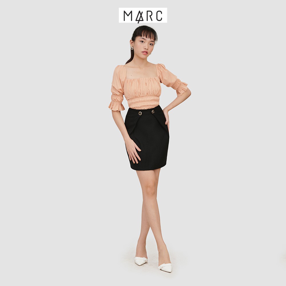 Váy nữ MARC FASHION mini xếp ly nhấn nút gold