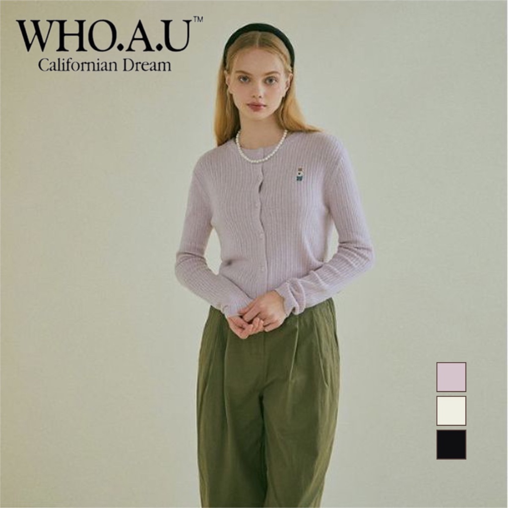 Áo len cardigan WHOAU WHCKC3711F Steve vải cashmere tay dài họa tiết sọc dọc thời trang