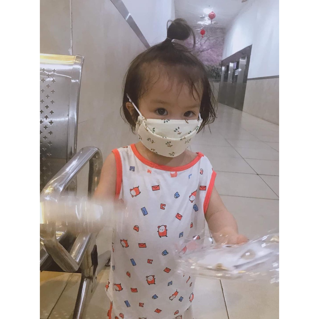 Khẩu trang cho bé vải xô muslin mềm mịn thông thoáng 2 lớp có lớp lót