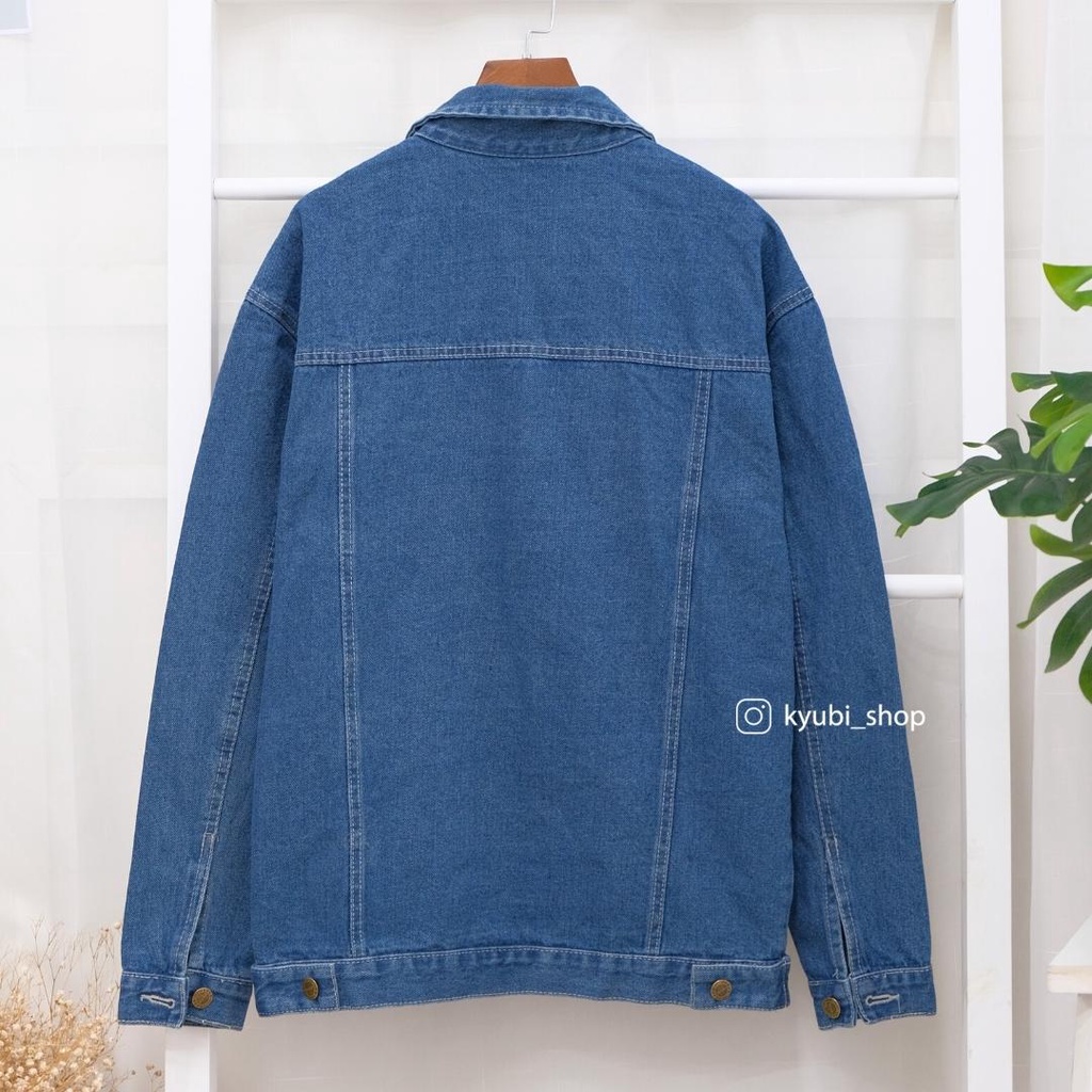 Áo khoác jean ulzzang nữ ĐEN form suông rộng unisex (Nhiều Size) - Áo khoác jeans chất bò denim KYUBI | BigBuy360 - bigbuy360.vn