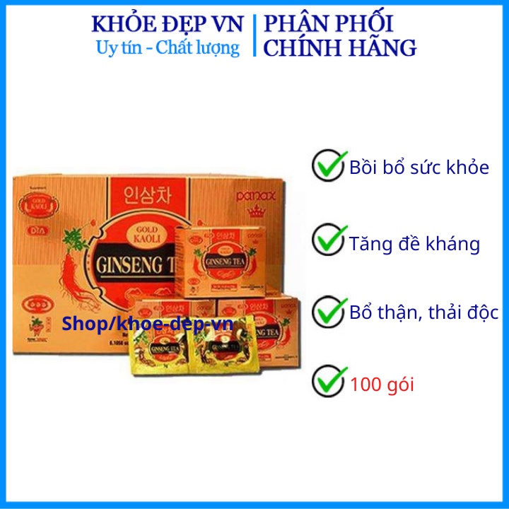 1 hộp trà sâm Goldkaoli Ginseng bồi bổ sức khỏe, tăng sức đề kháng cho cơ thể - Hộp 100 gói