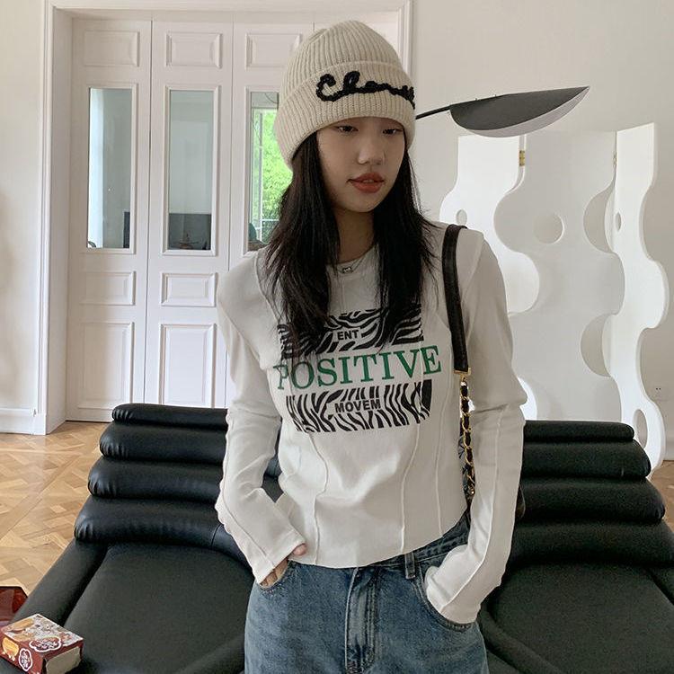 Áo Thun Tay Dài Bằng Cotton Nguyên Chất Thiết Kế Độc Đáo Dành Cho Nữ