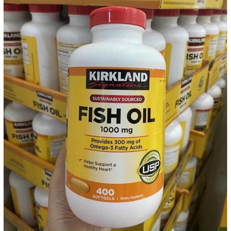 [HSD 2024] Dầu cá KIRKLAND Omega-3 FISH OIL 1000mg của Mỹ 400 viên🦈