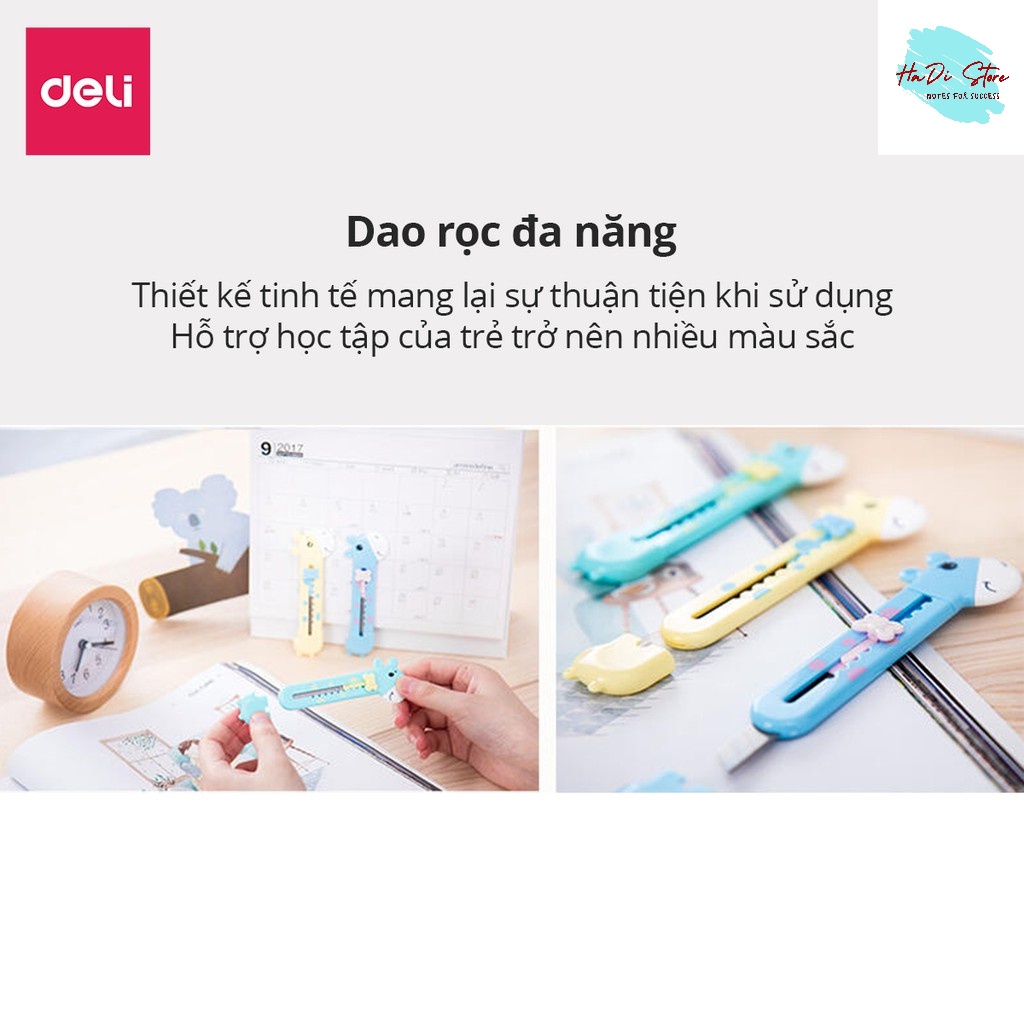 [HADI] Dao rọc giấy mini 55mm hình hoạt hình dễ thương DELI E2022 (MS:Deli-D-E2022)