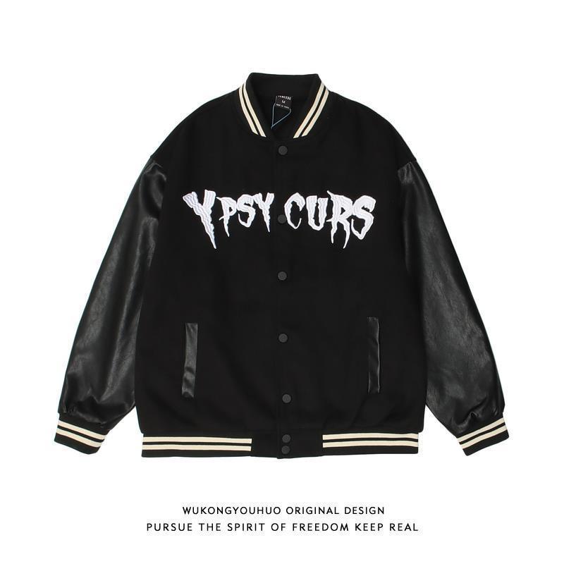Áo Khoác Bóng Chày Da PU Phong Cách Hip Hop Âu Mỹ Cá Tính Cho Nam