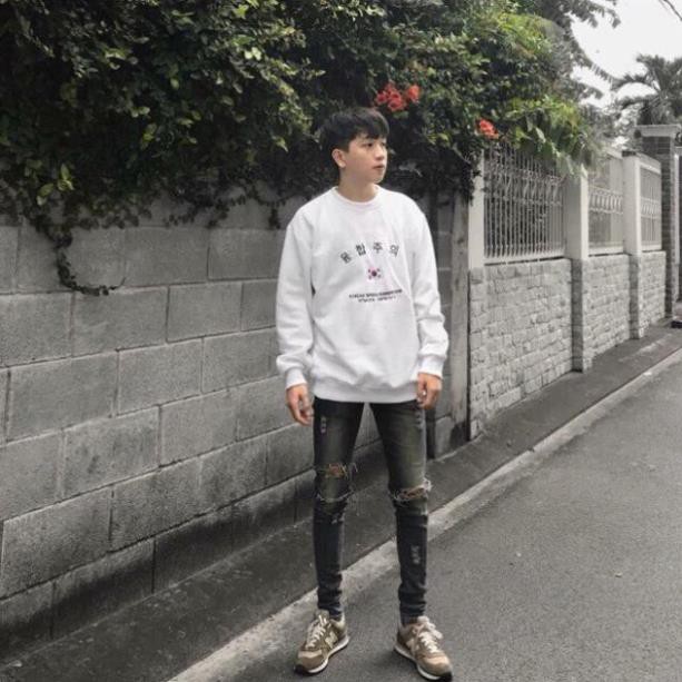 Áo sweater nỉ form rộng unisex Cờ Hàn Quốc thời trang nam nữ siêu phẩm của năm