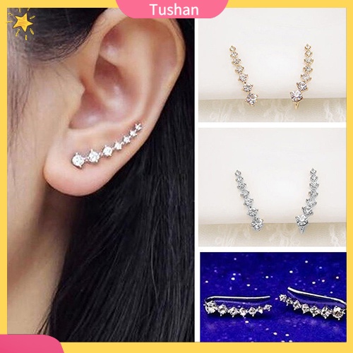 Bông Tai Đính 7 Viên Đá Thời Trang Độc Đáo