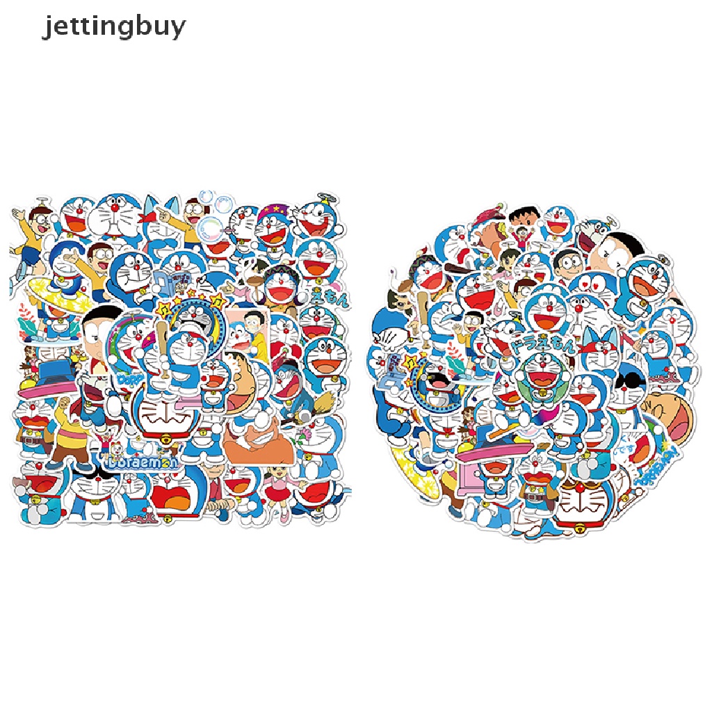 Bộ 50 miếng dán JETTING hình Doraemon trang trí xe hơi/ máy tính xách tay/ vali / ván trượt