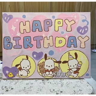 [SẴN] Tranh Tô Màu Theo Số Happy Birthday Pochacco CÓ ẢNH THẬT