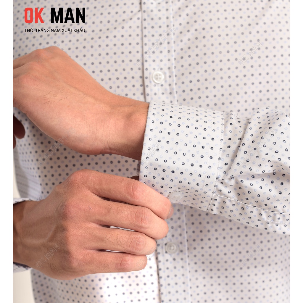 Áo sơ mi nam, form slimfit, 3 màu, chất liệu cotton, OkMan - SMDTZR