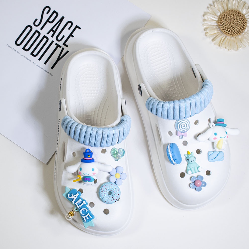 Bộ Phụ Kiện Trang Trí Giày Dép Họa Tiết Hoạt Hình Cinnamoroll Dễ Thương Cho Nữ