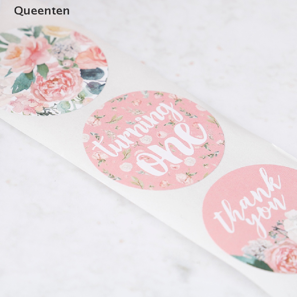 1 Cuộn 500 nhãn dán in chữ Thank You kèm hoa trang trí tiệc cưới