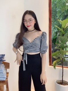 Áo caro thắt eo #105k