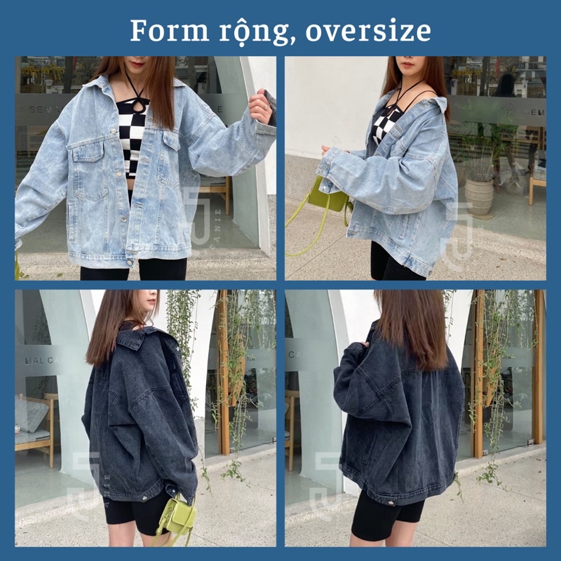 Áo khoác bomber nam nữ form rộng, áo jacket oversize chất jean đẹp dáng unisex
