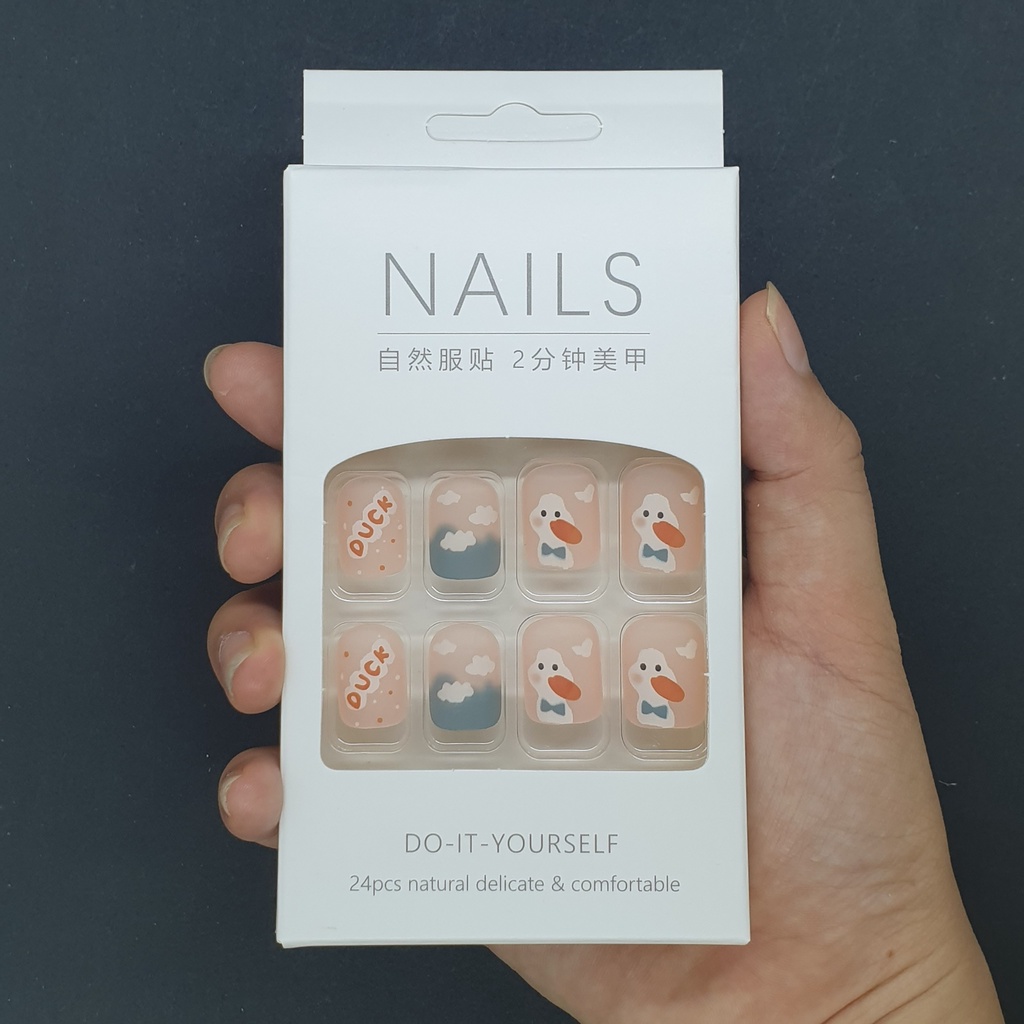 Móng tay giả ngắn hình vịt và chữ dễ thương  💖 SẴN KEO DÁN 💖