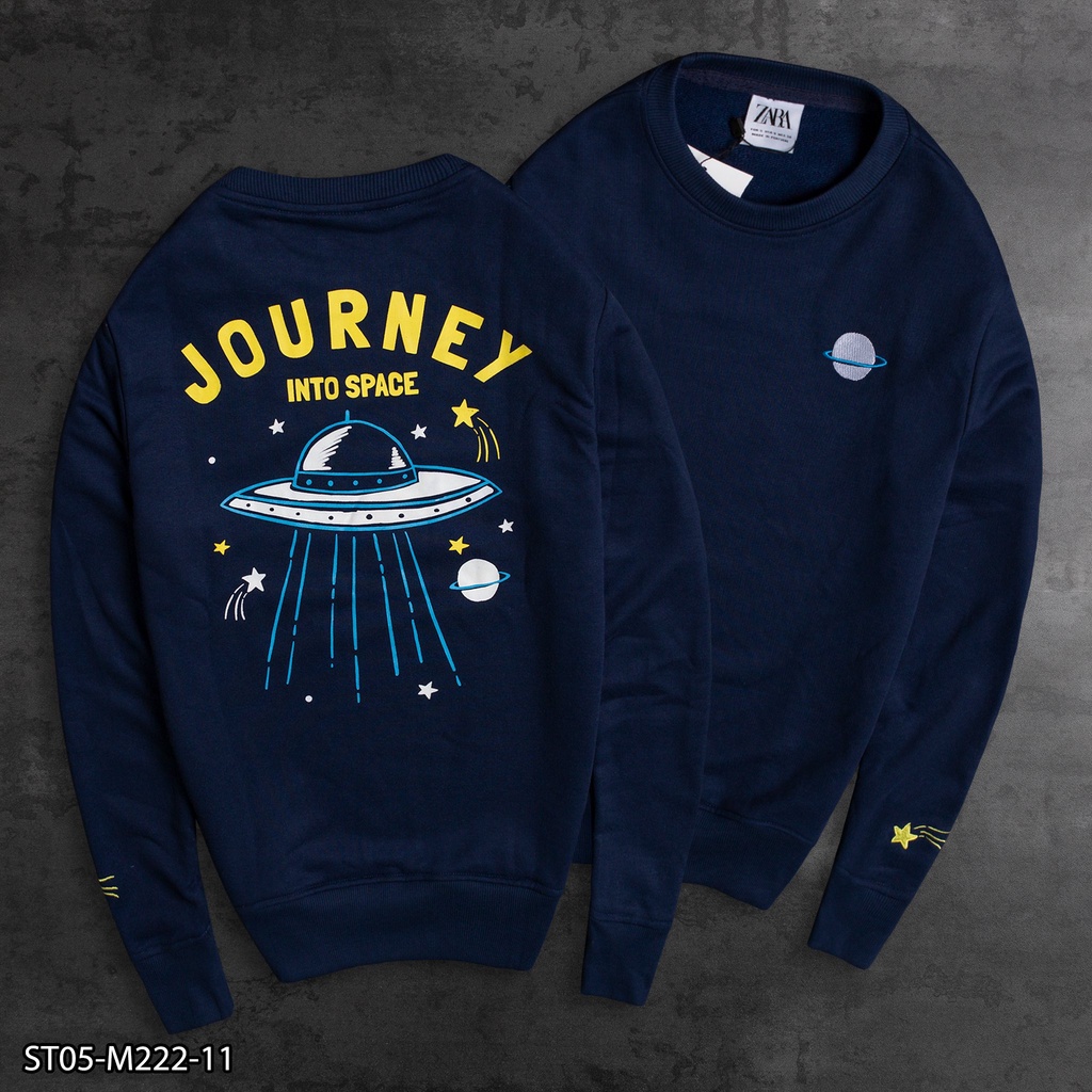 Áo Sweater ZARA vải nỉ chân cua (da cá) ST05 - JOURNEY INTO SPACE VNXK
