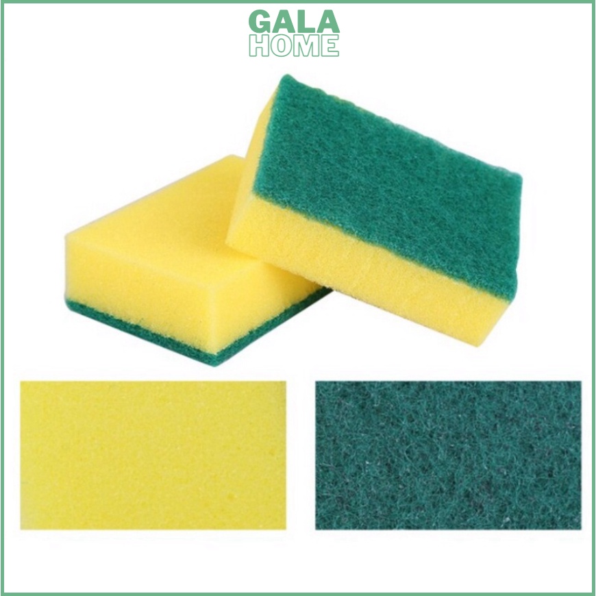 Miếng rửa chén bọt biển rửa bát vàng xanh vệ sinh chén dĩa tiện lợi siêu sạc GALA HOME