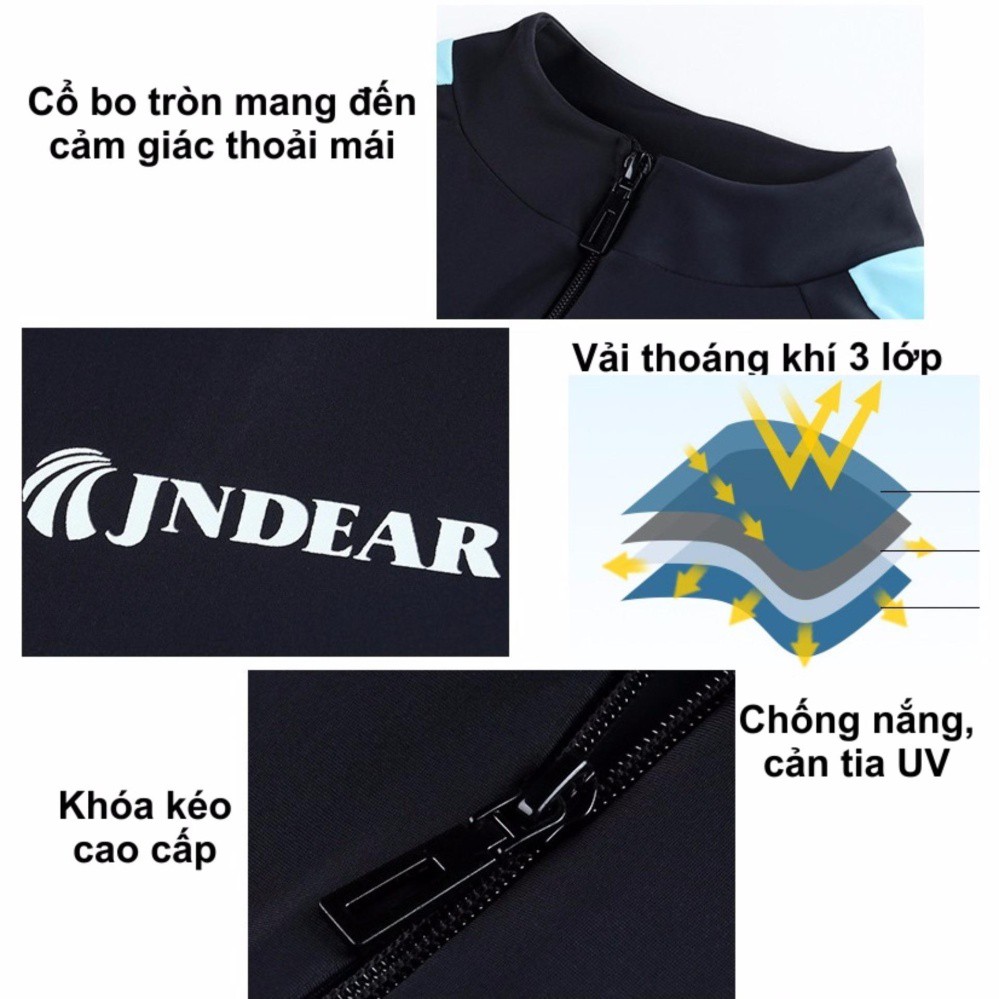 Quần áo lặn biển chống nắng, 1mm Dài tay NỮ - Xanh, cản tia UV SPORTY