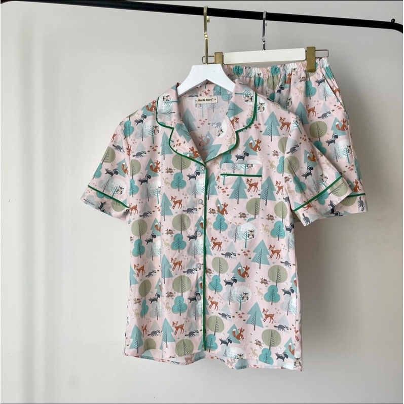 Bộ Pijama nữ cộc đùi cao cấp, chất liệu 100% cotton