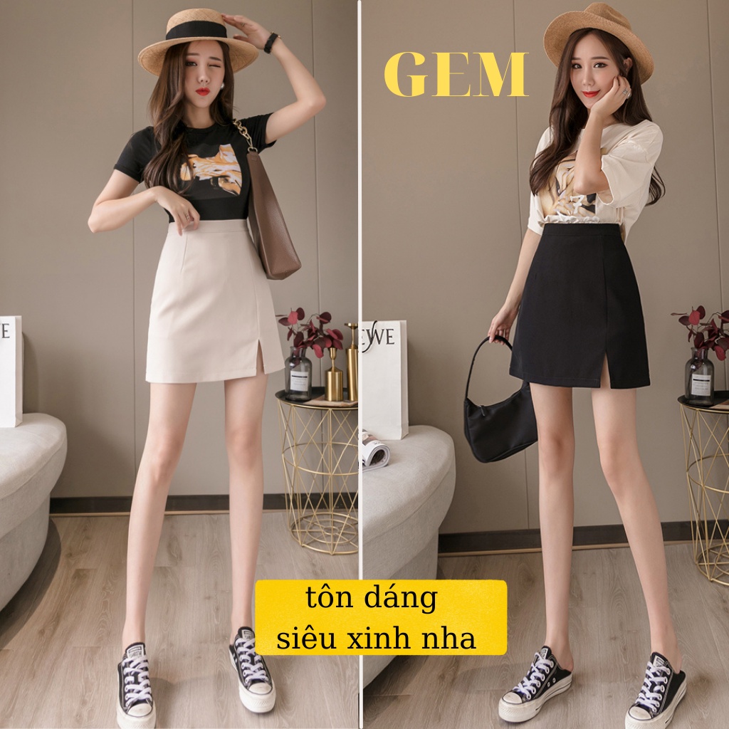 Chân váy chữ a ngắn công sở xẻ tà có quần lót trong