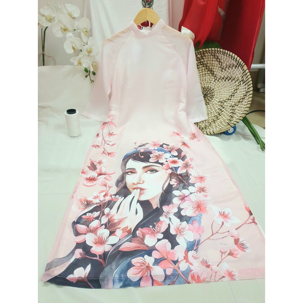Áo Dài Cách Tân VinTage Cô Gái Hồng( Gồm Áo + Quần) | BigBuy360 - bigbuy360.vn