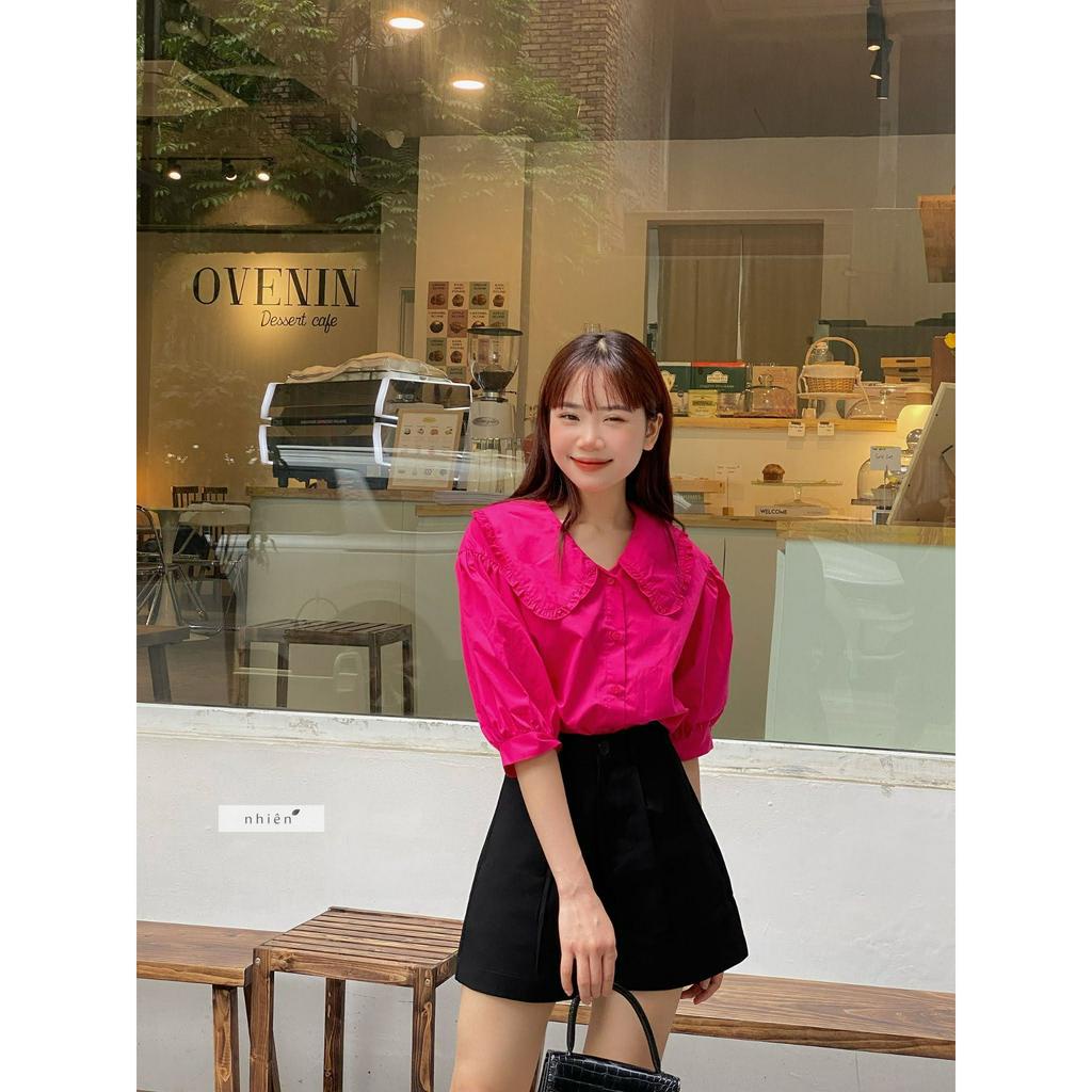 Áo cổ sen nữ - áo sơ mi cổ sen nhiennhienvintage BA291
