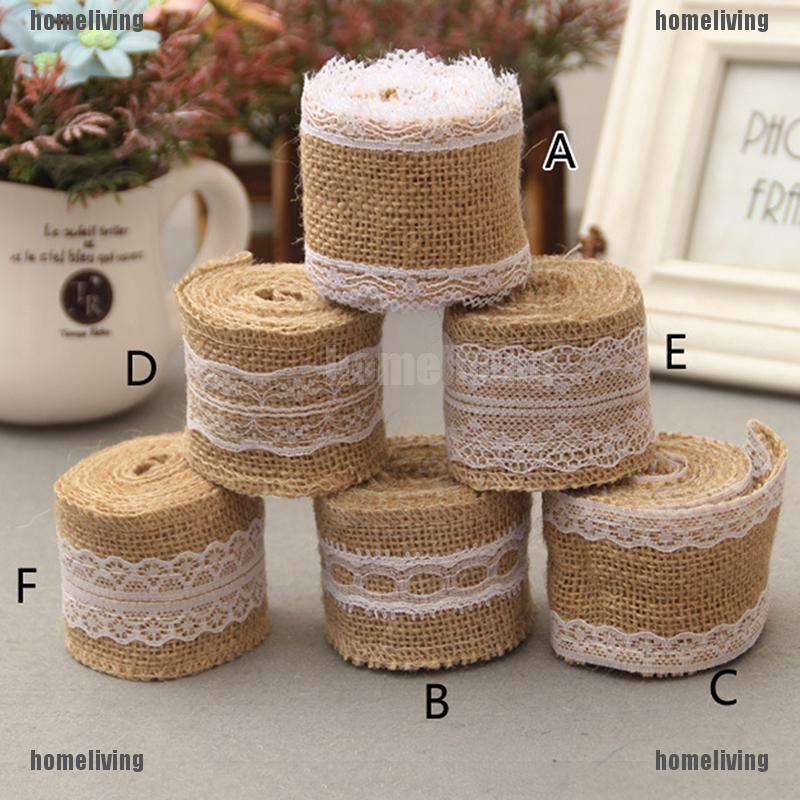 Cuộn Ruy Băng Vải Bố Phối Ren 2M Trang Trí Chai Rượu