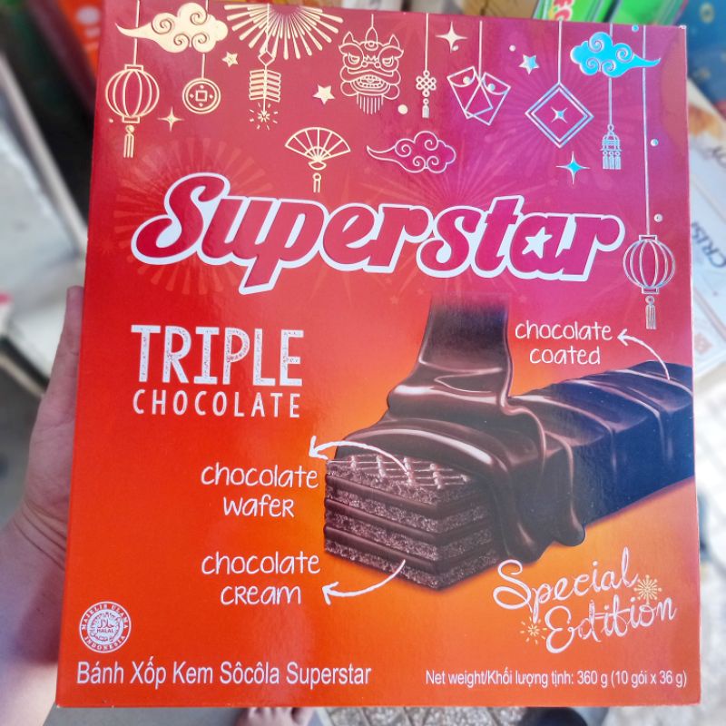 BÁNH XỐP SUPER STAR PHỦ SOCOLA 360GR