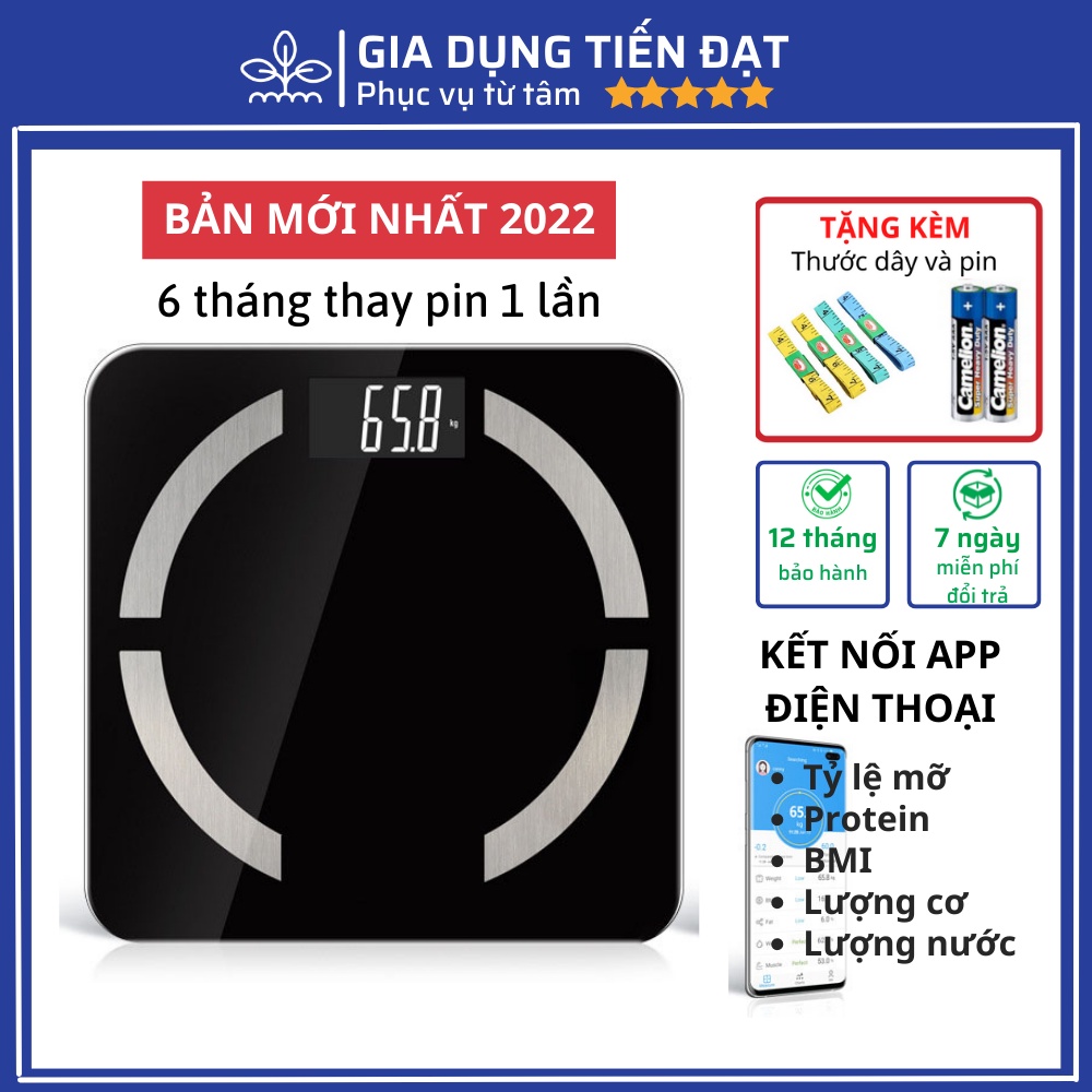 Cân điện tử sức khỏe kết nối Bluetooth phân tích chỉ số cơ thể Đo Mỡ Máu, Lượng Cơ, Tỉ Lệ Mỡ Cơ Thể