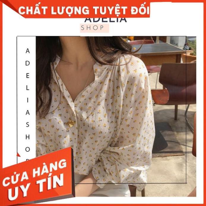 Áo sơ mi hoa nhí dài tay viền bèo thời trang Hàn Quốc, Áo sơ mi họa tiết hoa nhí cực xinh ngày hè ྇