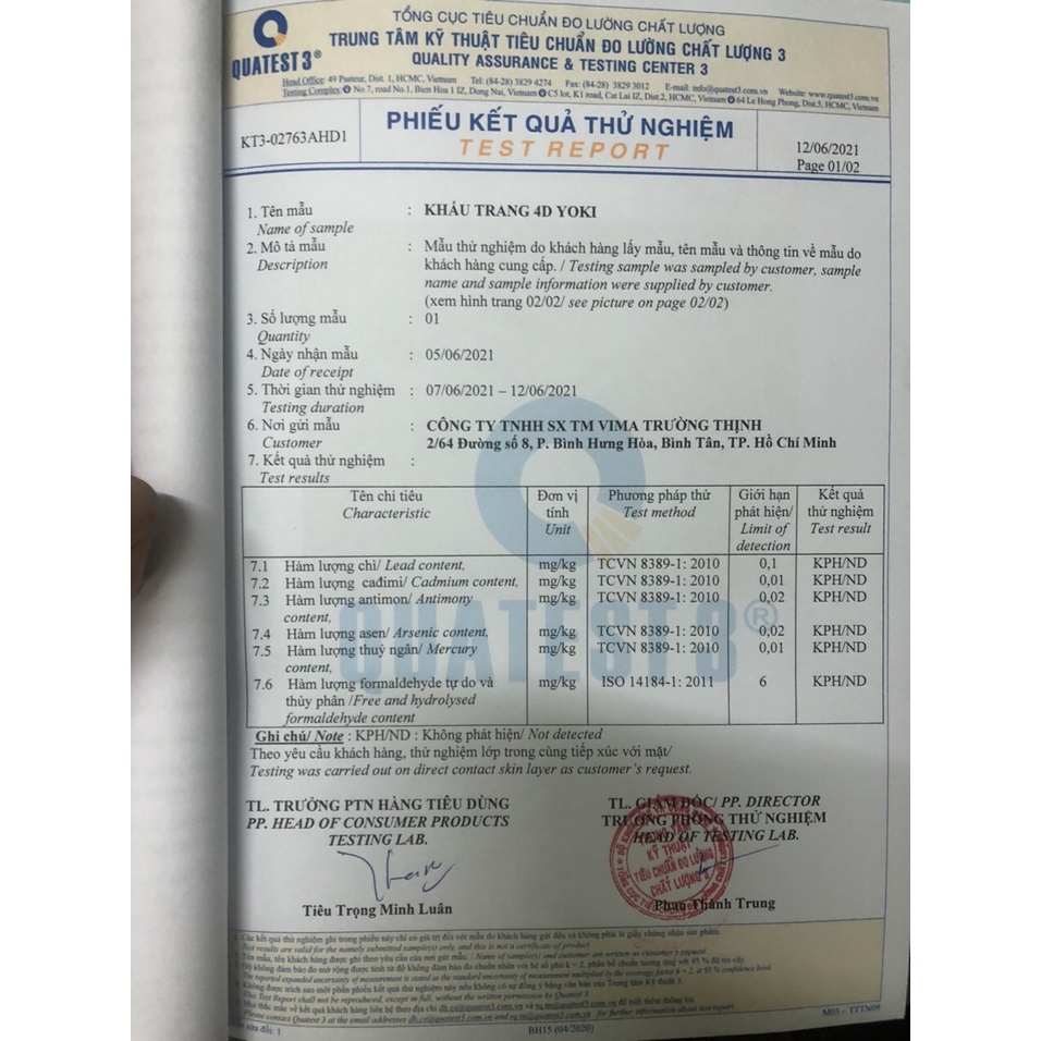 Túi 6 cái Khẩu trang Trẻ Em 4D Yoki 4 Lớp Hàng Công Ty