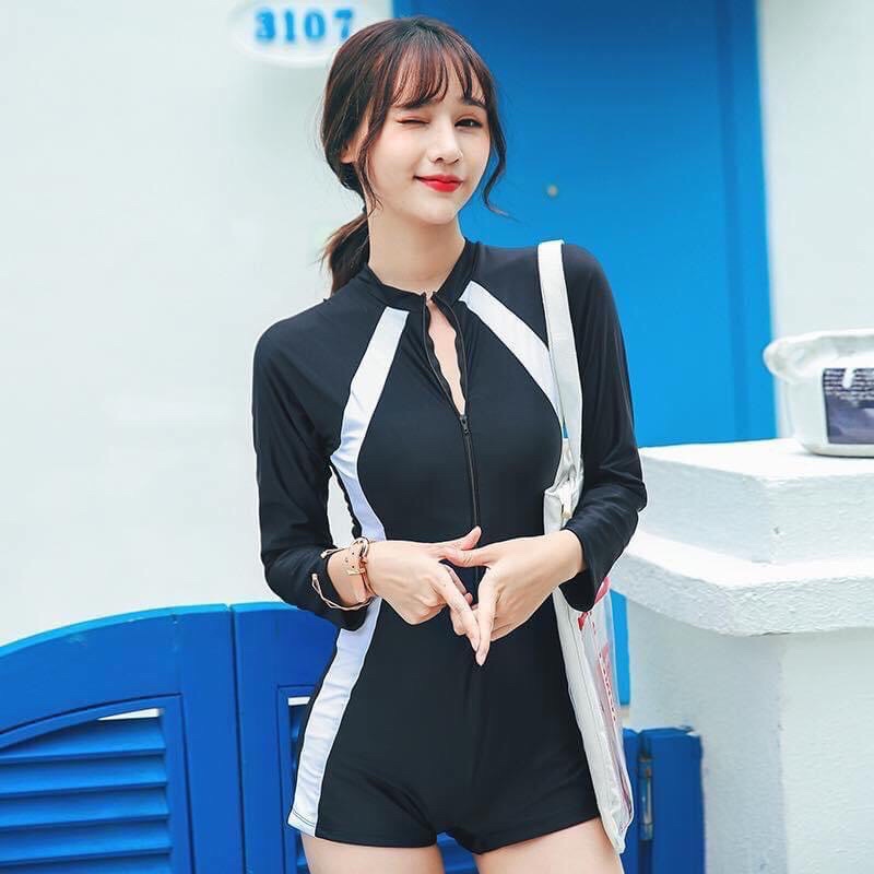 Bikini liền một mảnh Áo Tắm Liền Thân kéo khóa Quần Đùi(Hàng có sẳn )