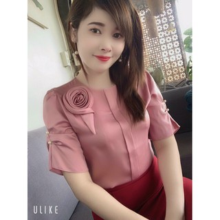 Áo sơmi lụa tag hoa cao cấp