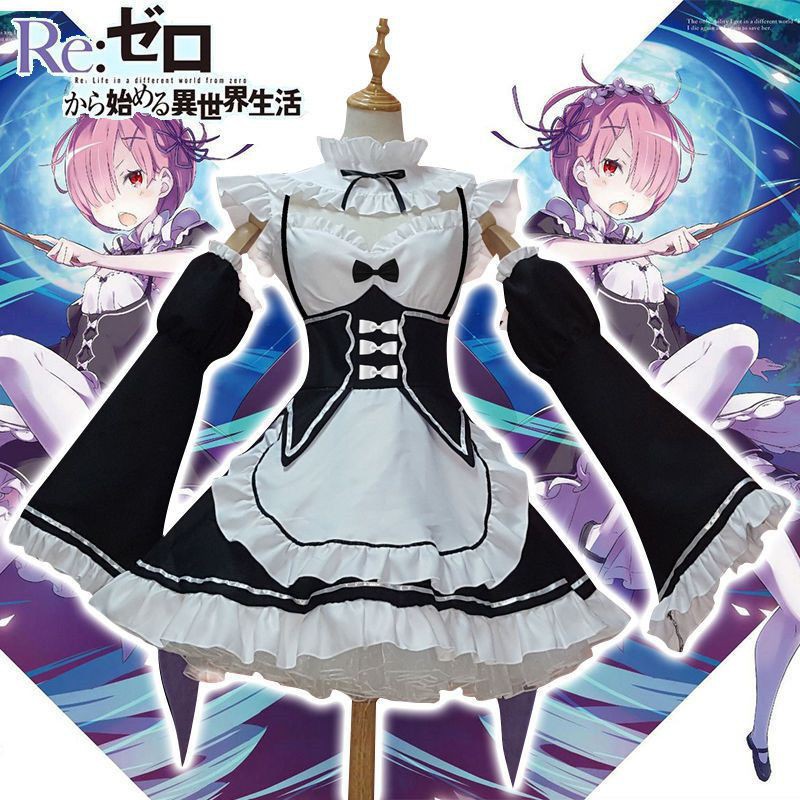 Re:Zero Kara Hajimeru Lsekai Seikatsu Twins Dre Costume Ram/Rem Maid Cosplay