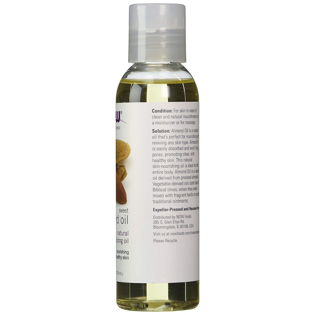 Dầu hạnh nhân dưỡng ẩm, thúc đẩy làn da khỏe mạnh, Now Solution sweet Almond oil-118ml | BigBuy360 - bigbuy360.vn