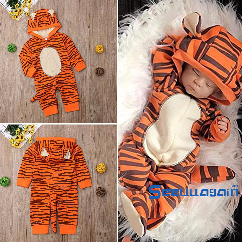 Áo liền quần hóa trang con hổ có mũ trùm đầu đáng yêu dành cho em bé