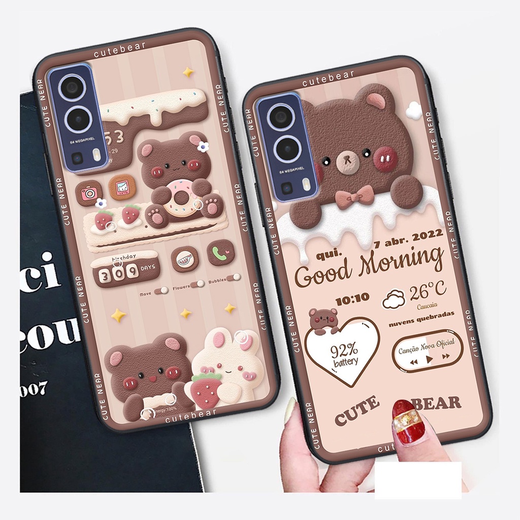 Ốp lưng Vivo Y72 5G in hình Gấu nâu - hồng, Gấu Be@rick  cực CUTE, DỄ THƯƠNG